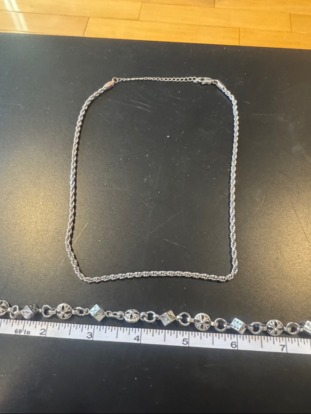 Sterling Silver Chain Necklace and Bracelet Set